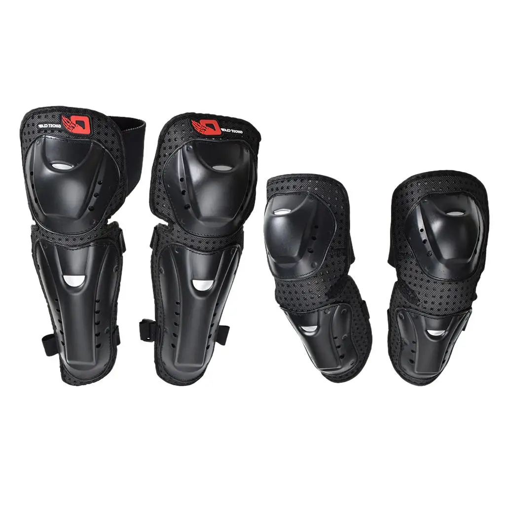 Elbow and knee pads protect kneecap for motorcycle, horse riding, soccer,