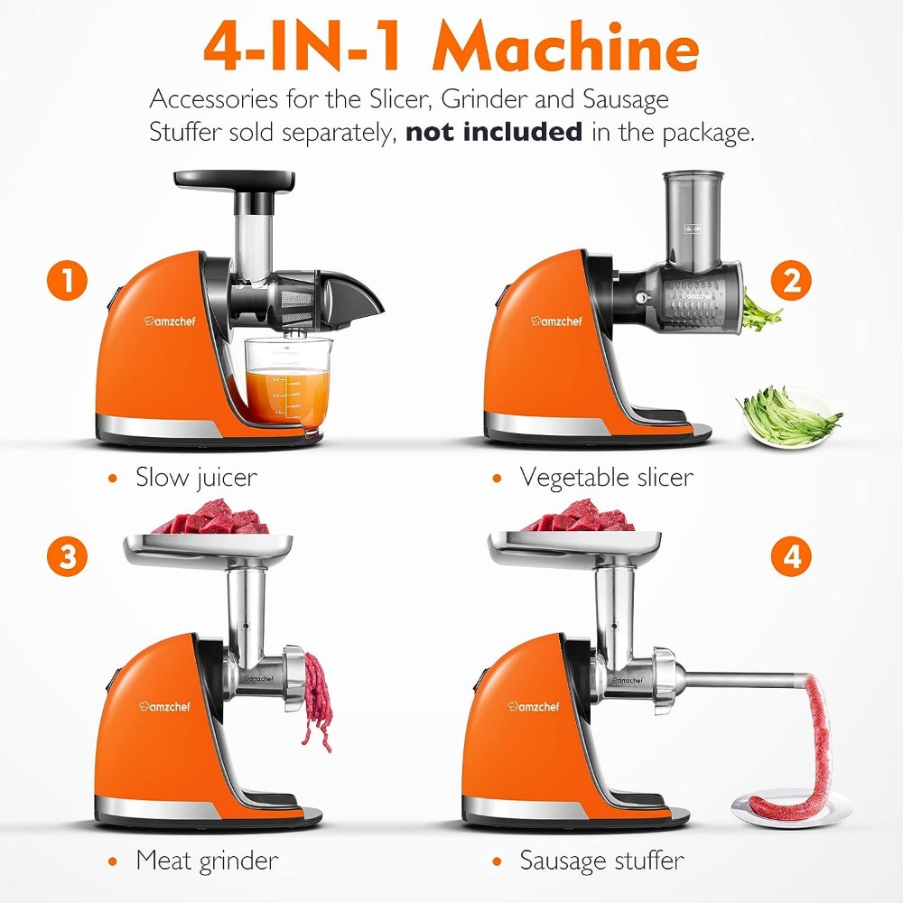 Title 4, 2023 New AMZCHEF Masticating Juicer Machines wi...