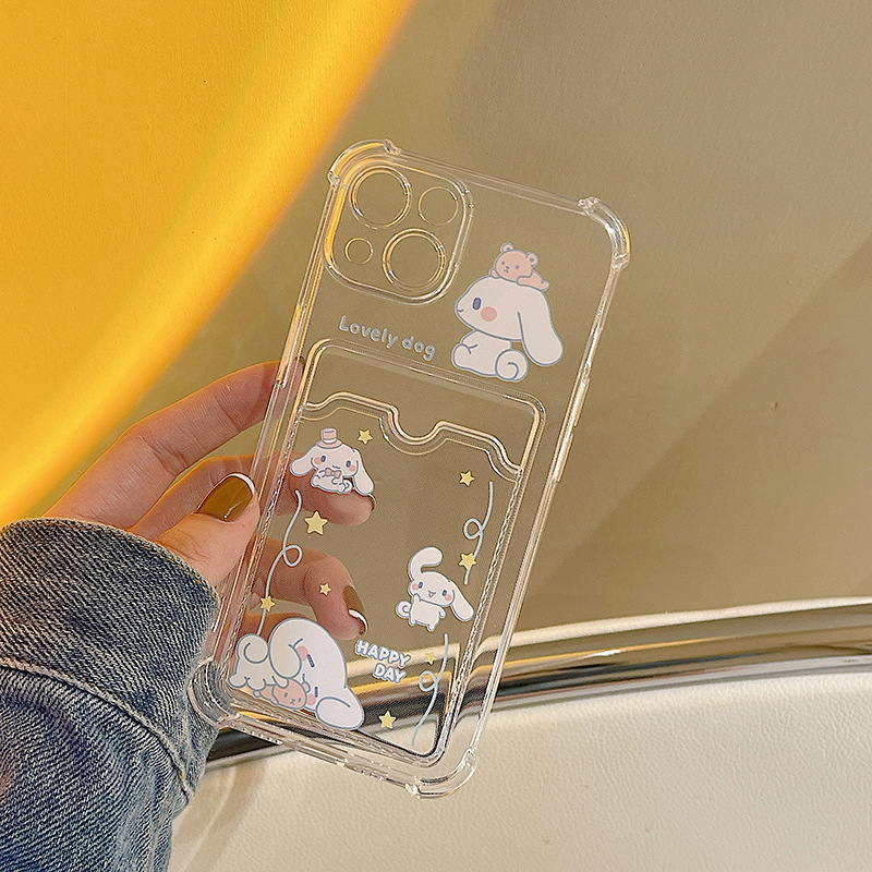 iphone 13 mini silicone case For iPhone 13 pro max 13 mini case Cartoon dog Cover For iPhone 11 12 Pro X XR XS Max 7 8Plus Transparent Card Holder Phone Case iphone 13 mini flip case