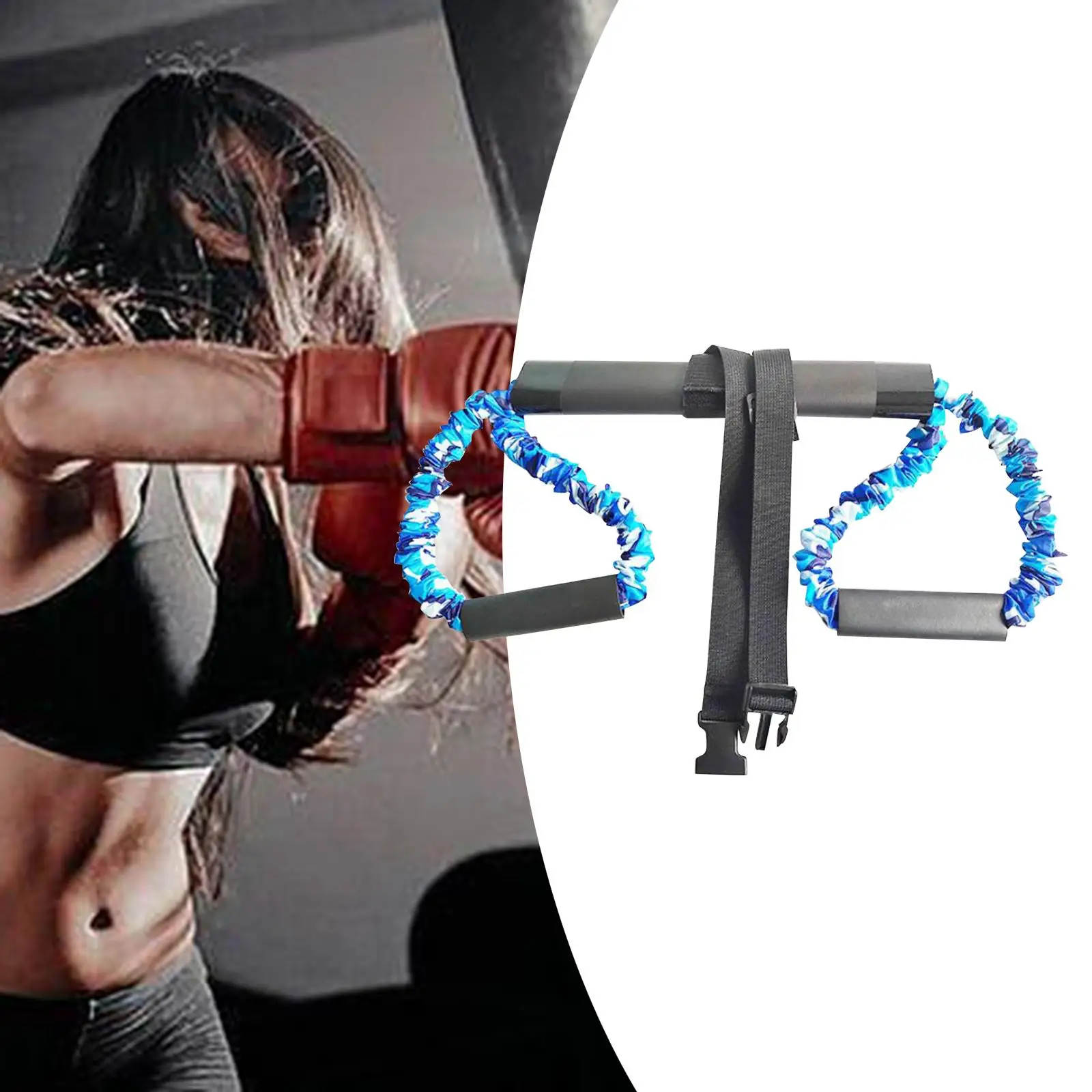 Boxing Resistance Band Exercise Bands w/ Handle Punching Power Agility Speed Fitness Home Trainer for Karate Training Basketball