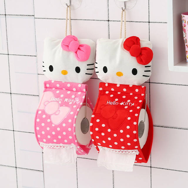 『1年保証』 Box Tissue Kitty Hello Cute Kawaii Cartoon Wall-mounted 小物入れ