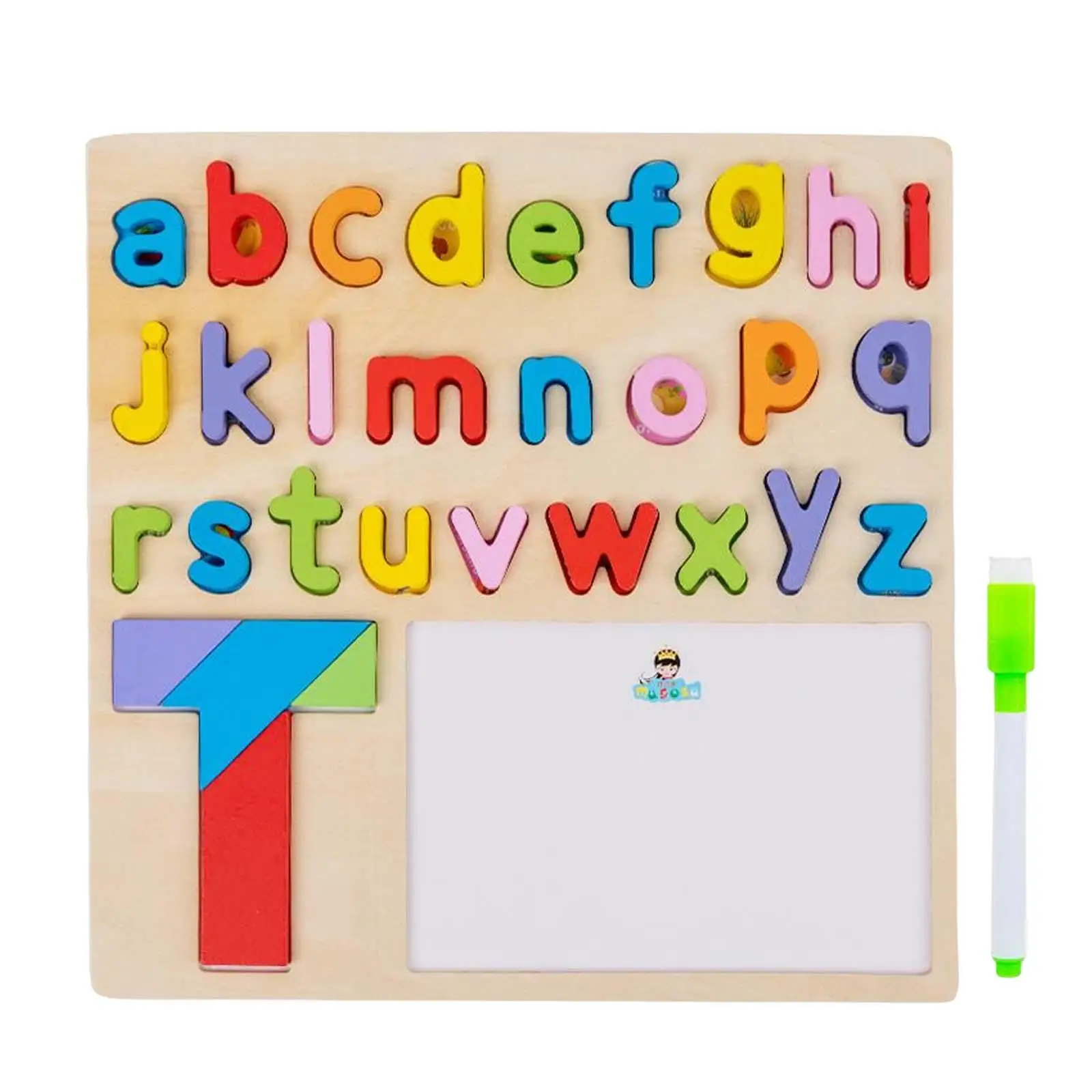 Wood Puzzle Matching Board, Multipurpose Puzzle Toy Alphabet Number Shape Fine