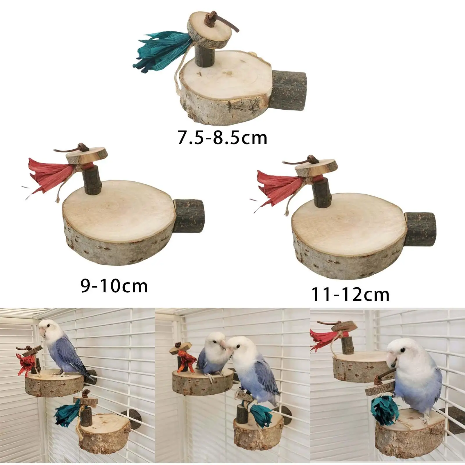Natural Wood Parrot Perch Stand Cage Accessories Rack Platform Bird Perches for Parakeets Lovebirds Budgies Conure Play Toy