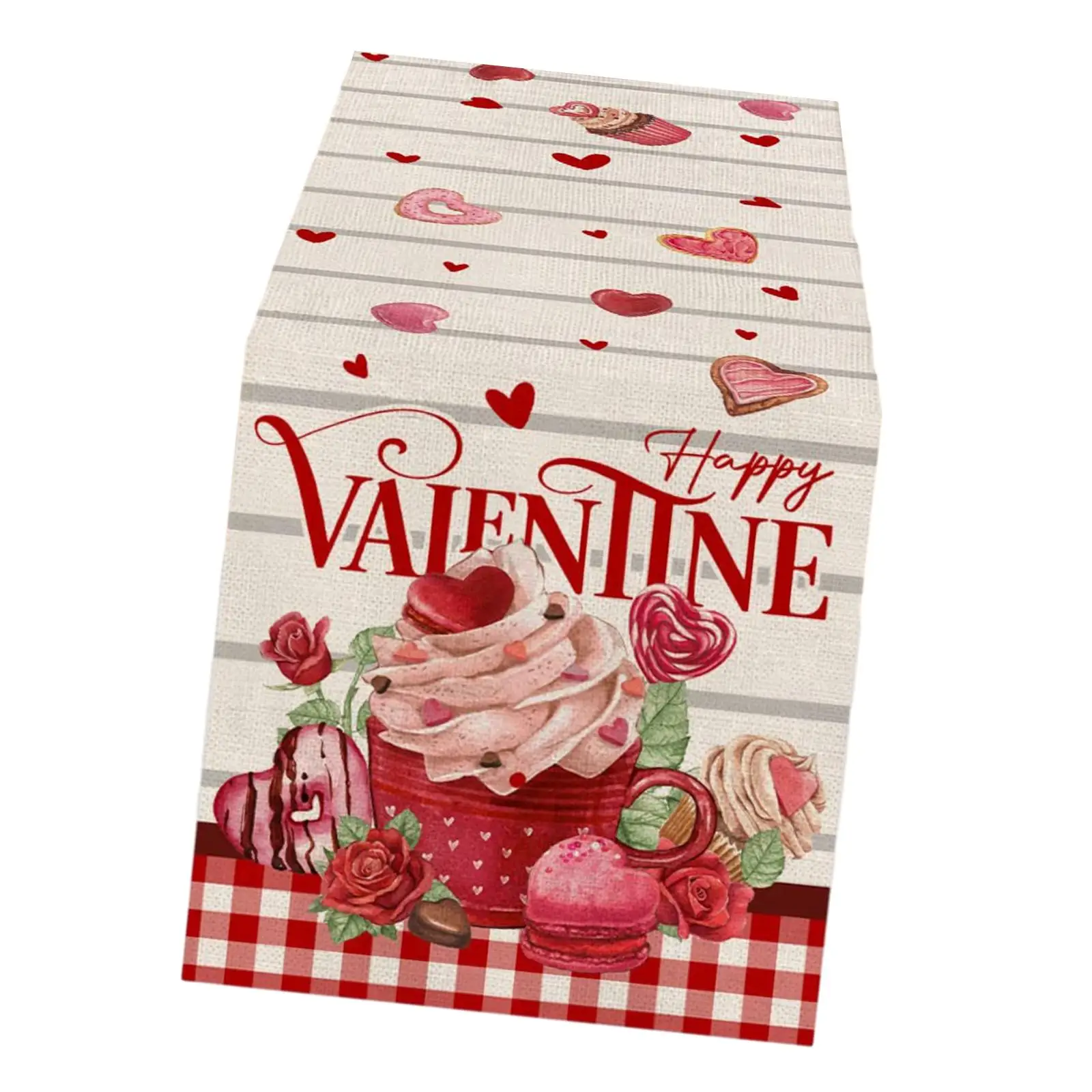 Valentine`s Day Table Runner Wear Resistant 13x72 inch Dining Table Decoration for Farmhouse Desk Cafe Anniversary Wedding