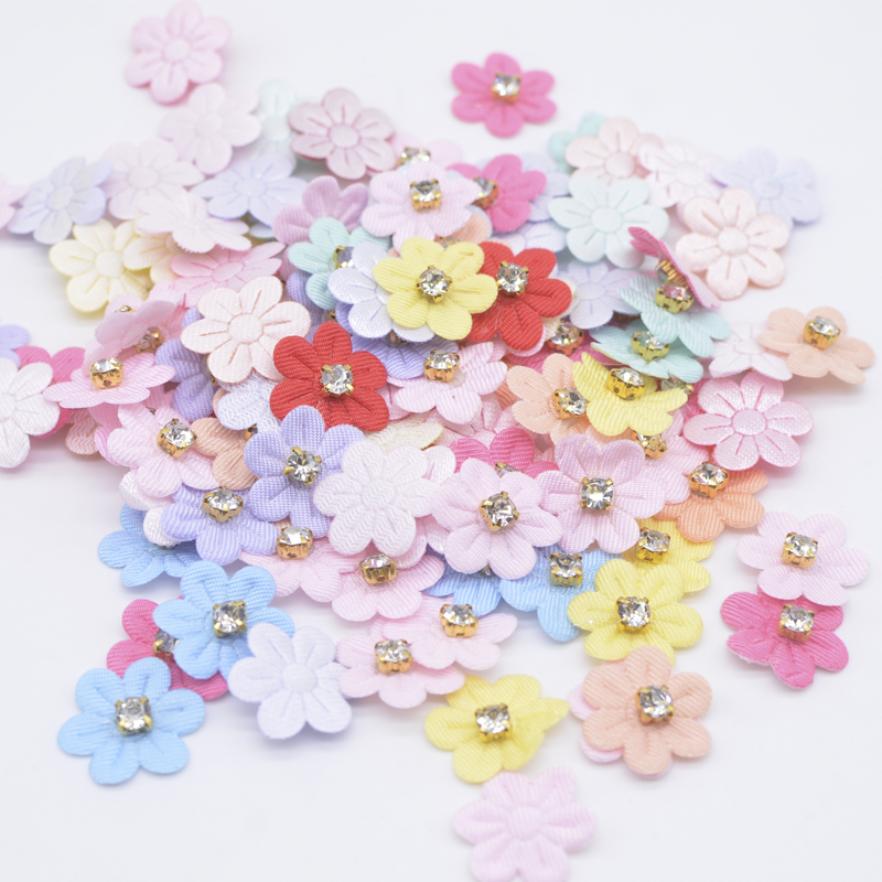 50 Stück 20 mm Bling Strass Blumen Applikation Patches für Kleidung Hut Handwerk Nähzubehör DIY Kopfbedeckung Haarspangen Schleife Dekor – Detail 4