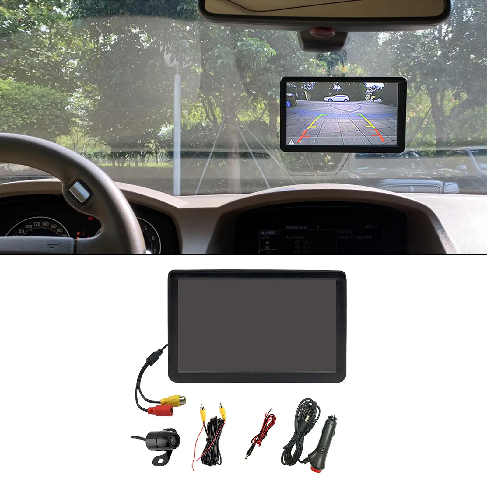  Car Monitor LCD 7 inch 170 Angle Waterproof Scale Lines 12V  for Parking Vehicles Camera and Monitor Kit