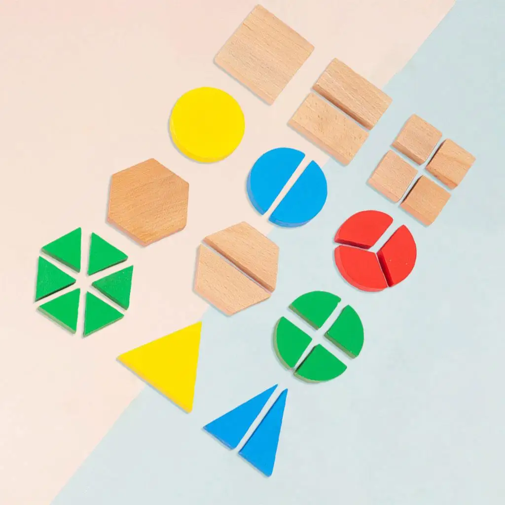 29Pcs Geometric Fraction Blocks Shape Sorter Early Educational  Pattern Blocks for School  Age 3+ Age Children