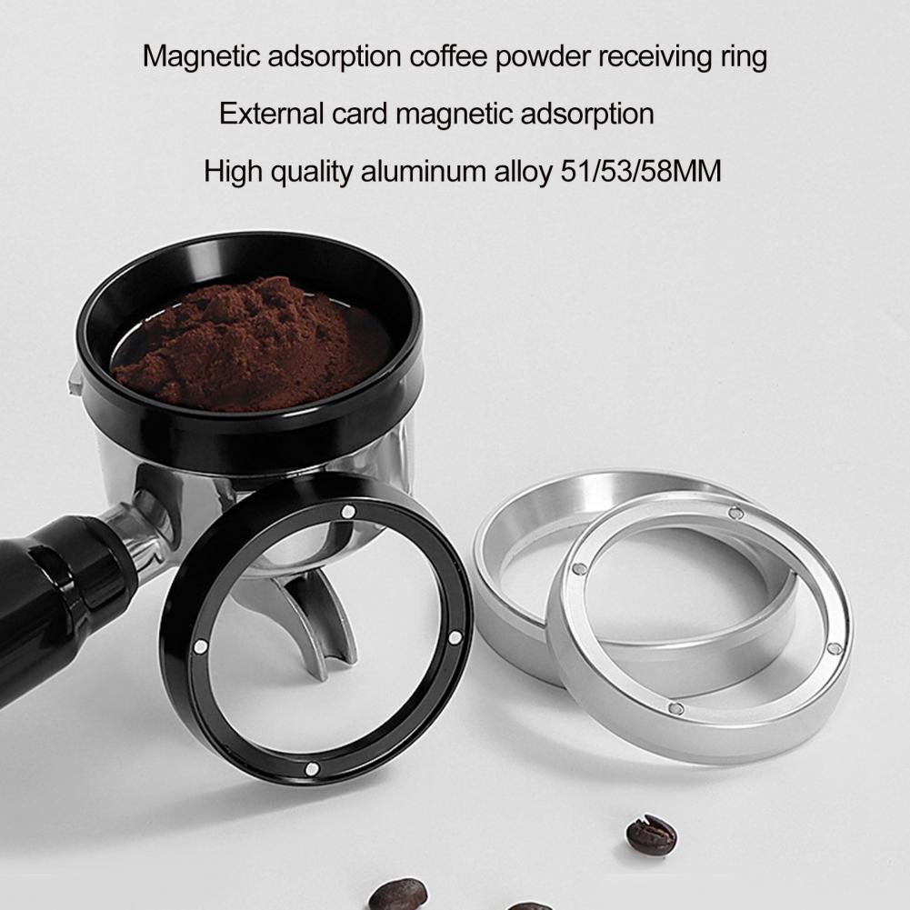 Description Picture 3 of itemCoffee Powder Ring Aluminum Alloy Coffee Ring Barista-approved Espresso Tools Aluminum Dosing Funnel with 4 Magnets for Brewing