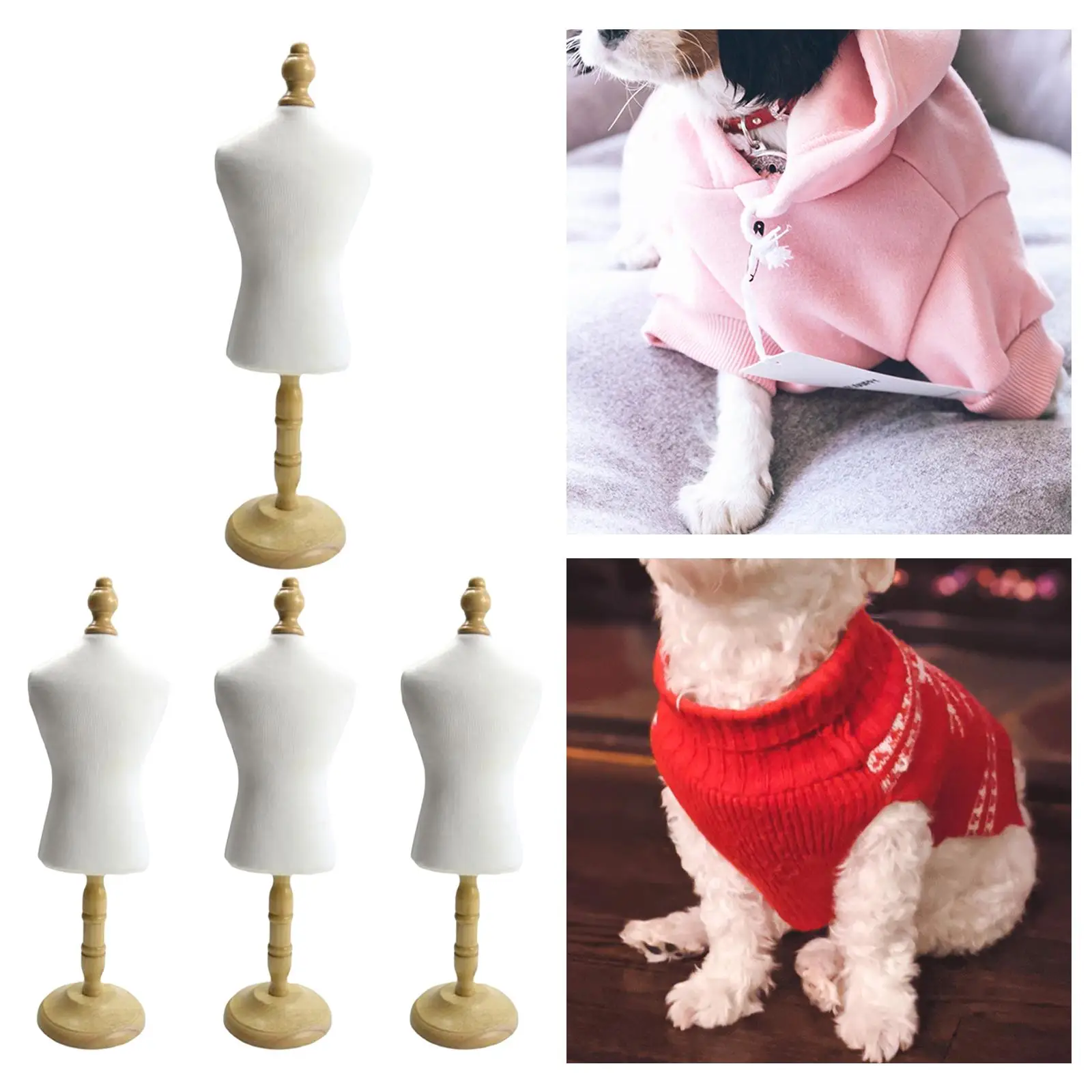 4x Cat Dog Clothes Mannequin Doll Dress Form Display  for Doll Clothes