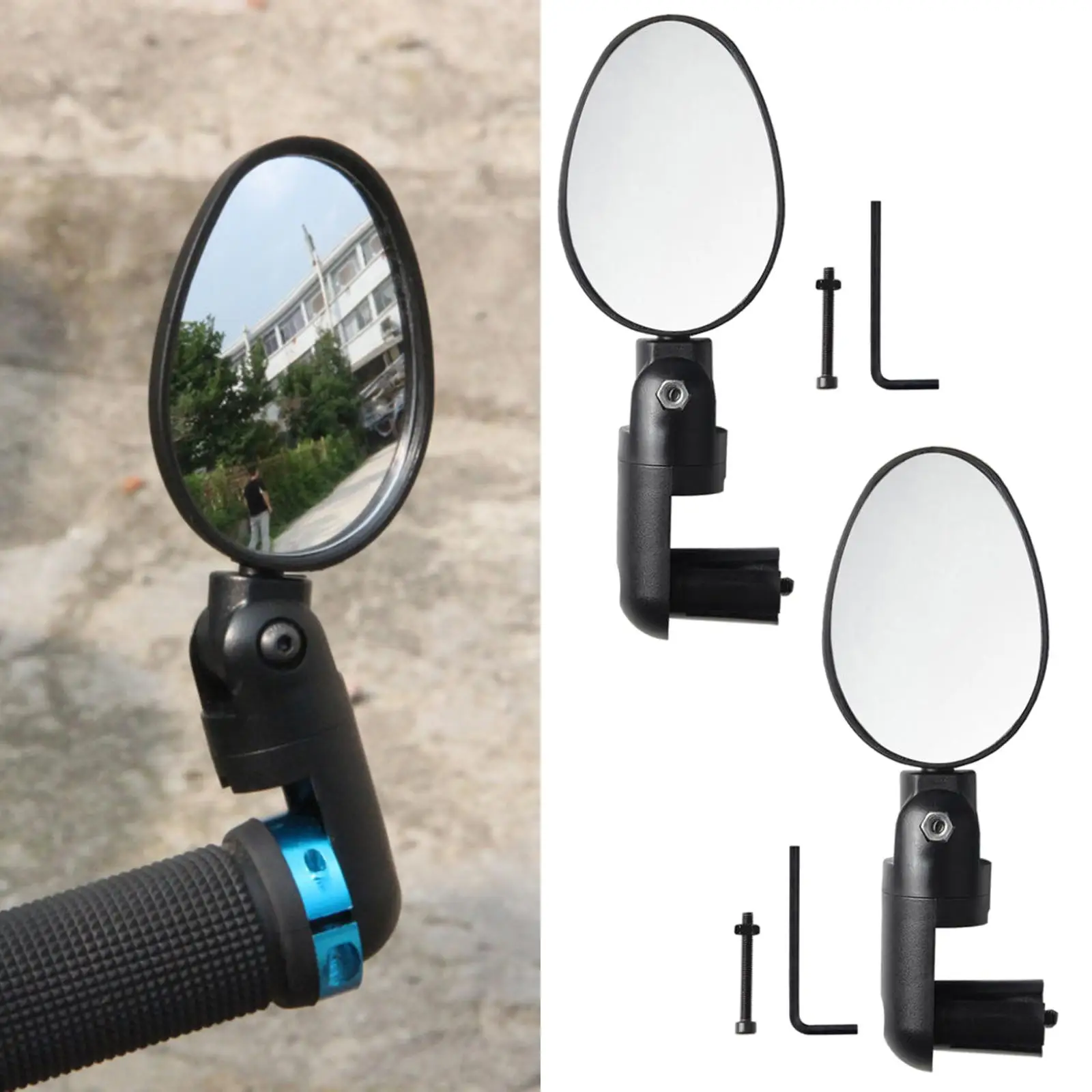 2x Handlebar  Convex Mirror Adjustable  Rotate Wide-Angle for Bike