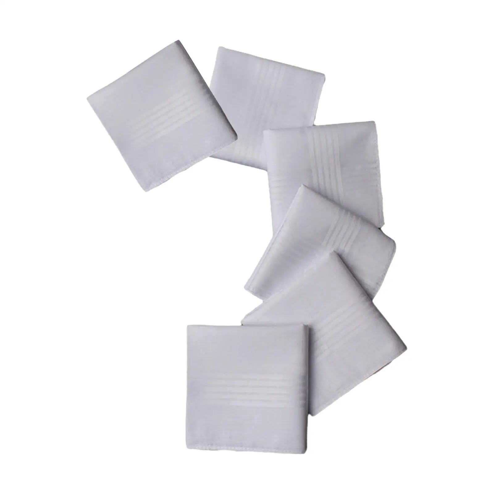 6x Solid White Handkerchiefs Set Cotton Hankies Square Crafts Men Handkerchiefs Gift for Wedding Suit Celebration Party Prom