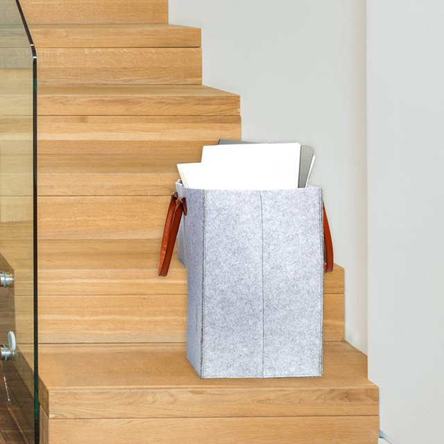 JXINLODGEG Stair Baskets For Carpeted And Wooden Stairs - Strong & Durable - Foldable Staircase Basket With Thick Cotton Rope Handles