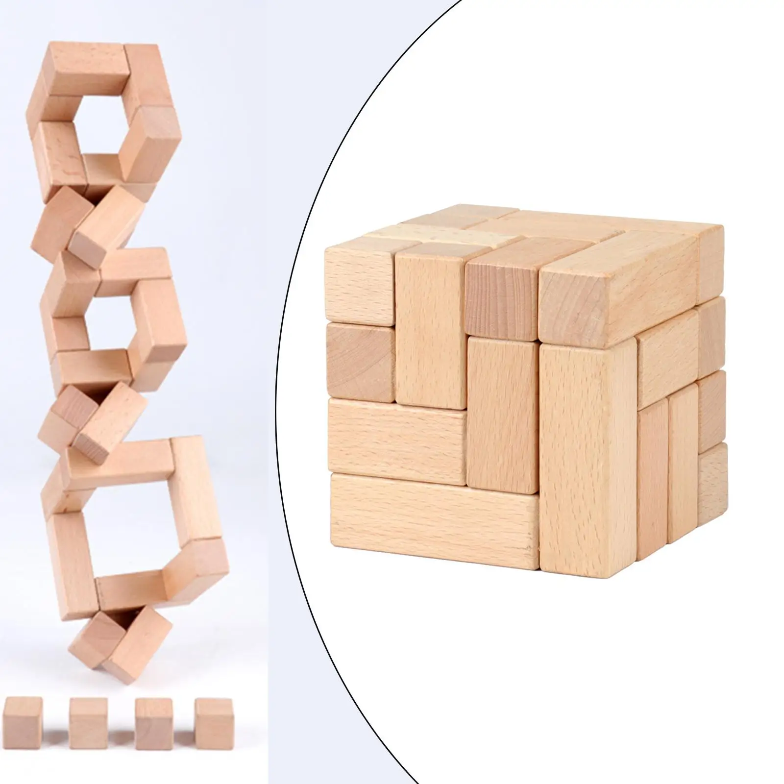 Wooden Puzzle Cubes Building Blocks Montessori Travel Games Toys Gifts