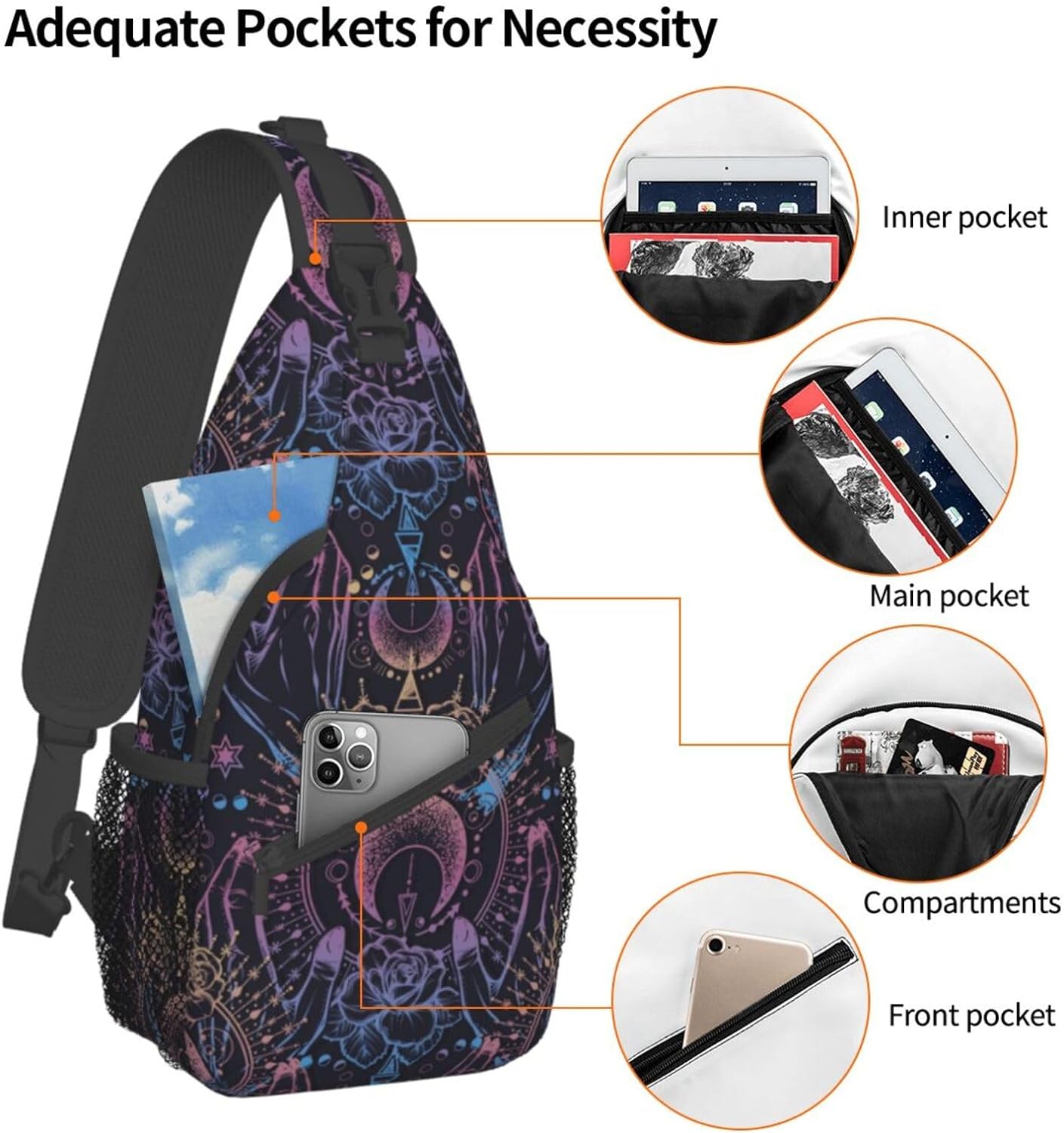 Astrológico Mágico, mochila casual para viagens, bolsa de peito para esporte