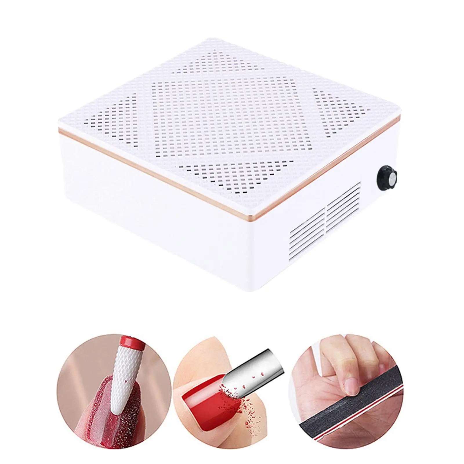 60W Nail Vacuum Dust Collector, Nail Dust Suction Powerful Filter Reusable Nail Art Machine Cleaner, US Adapter