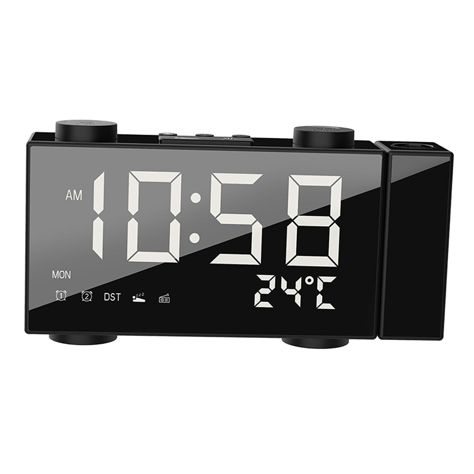 Projection Alarm Clock 6 inch LED Display Dual Alarm Clock Battery Backup 180 Rotable Projection for Wall Office Kid Elderly