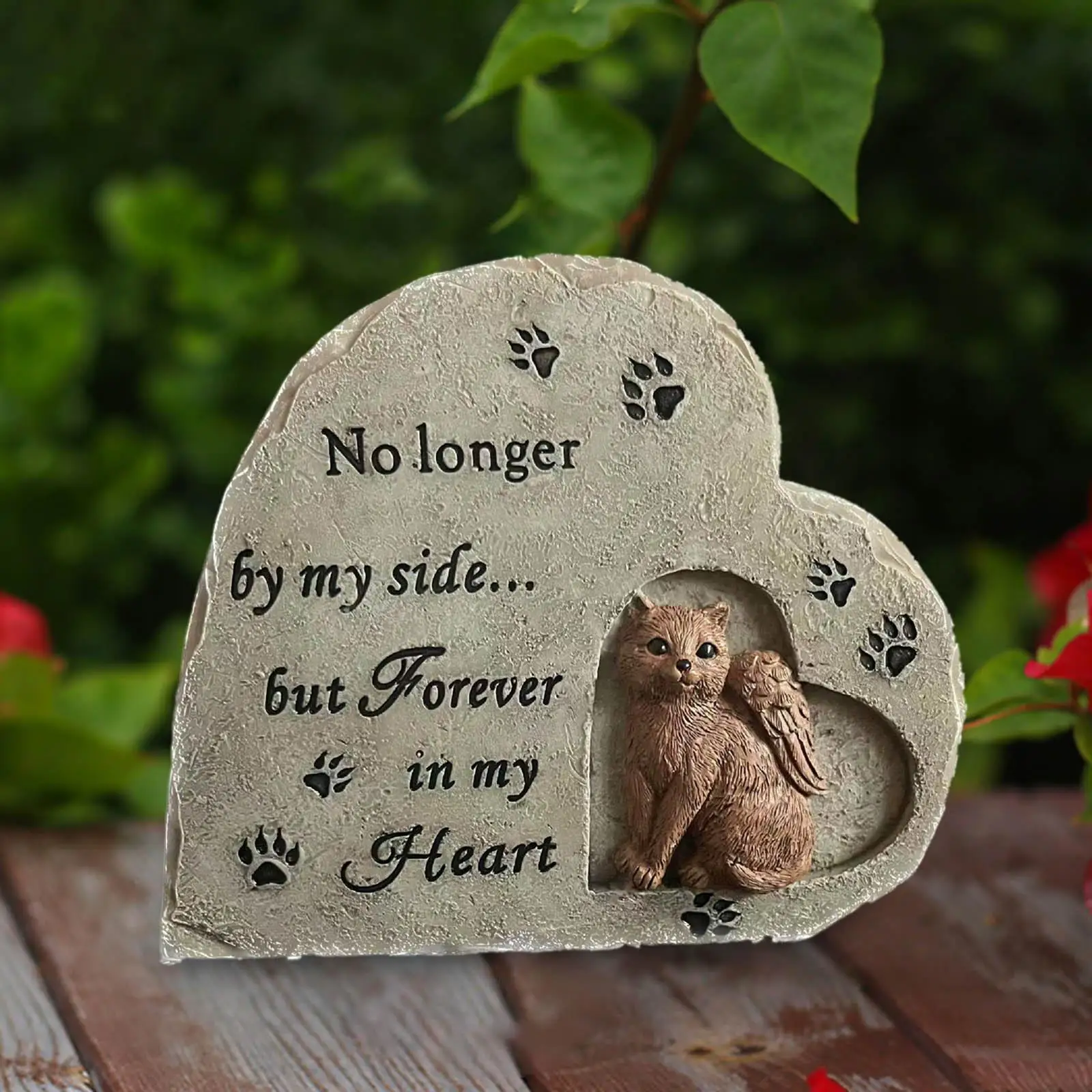 Cat Memorial Stone Resin Decoration Cat Tombstone for Lawn Patio Outdoor
