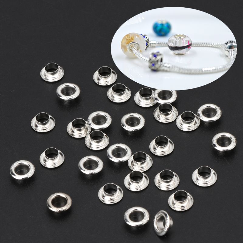 2025 New 30Pcs 925 Sterling Silver Smooth Beads Large Hole Beads For Jewelry Making