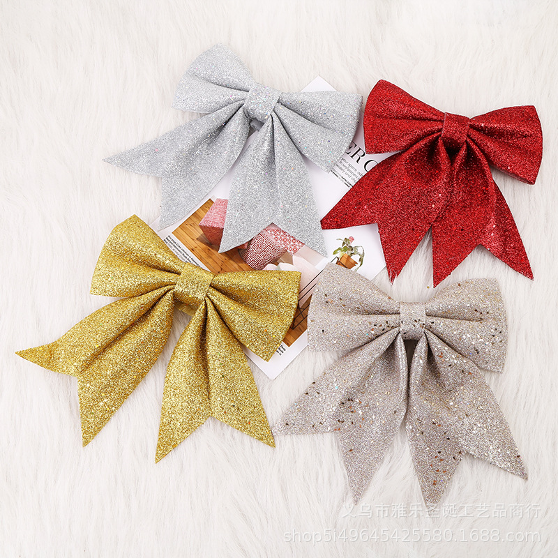 Description Picture 5 of item2023 New Year Sequins Red Yellow Beige Bow Christmas Tree Hanging Ornament Christmas Decoration Supplies новогодние украшения