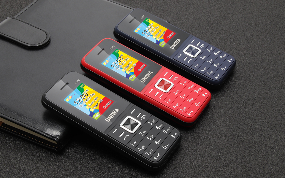 UNIWA E1802 2G Cellphone 1.77 Inch Flip Phone Push Button 1800mAh Telephone for Senior Elder Dual SIM Dual Standby Wireless FM