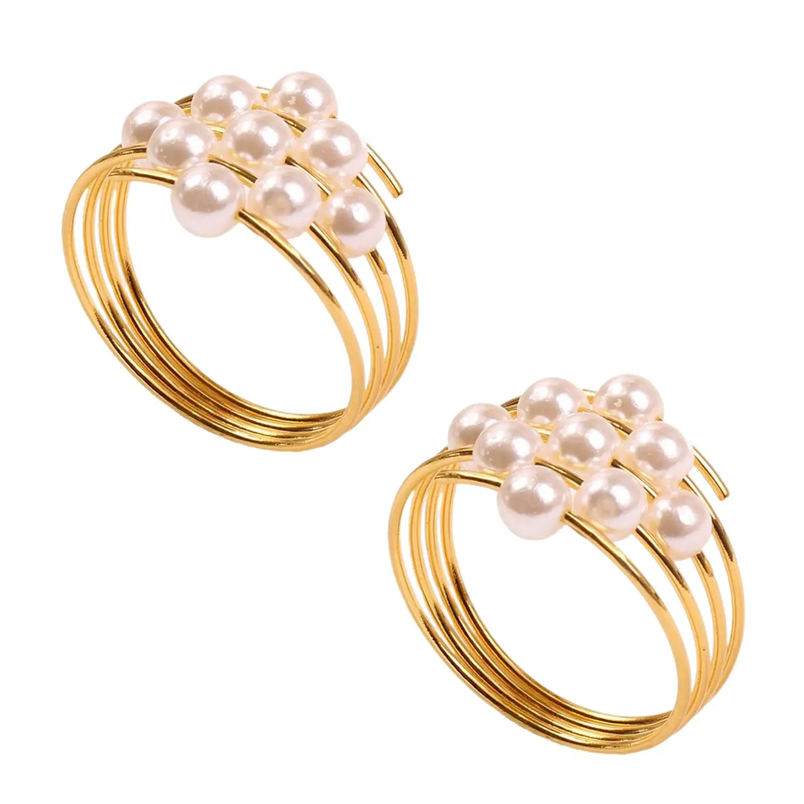 2Pcs Napkin Rings Napkin Buckles Pearls Accessory for Wedding Anniversary Birthday