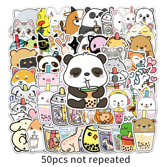 Cartoon Kawaii Animal Milk Tea Stickers For Car Laptop Phone Stationery  Decal Waterproof Graffiti Sticker Kids Toys Gifts - AliExpress