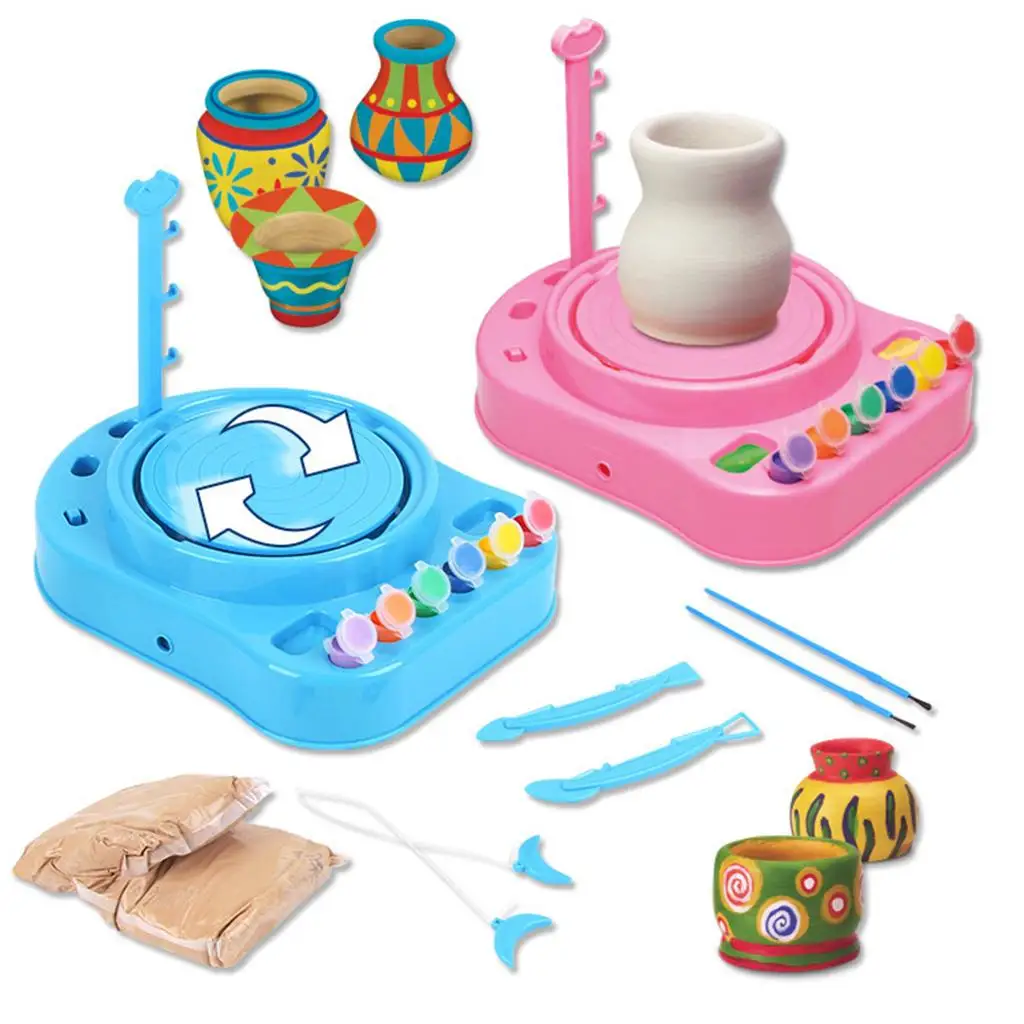 Electronic Pottery Studio Playset Kids Play Clay Art Crafts DIY Toy Red