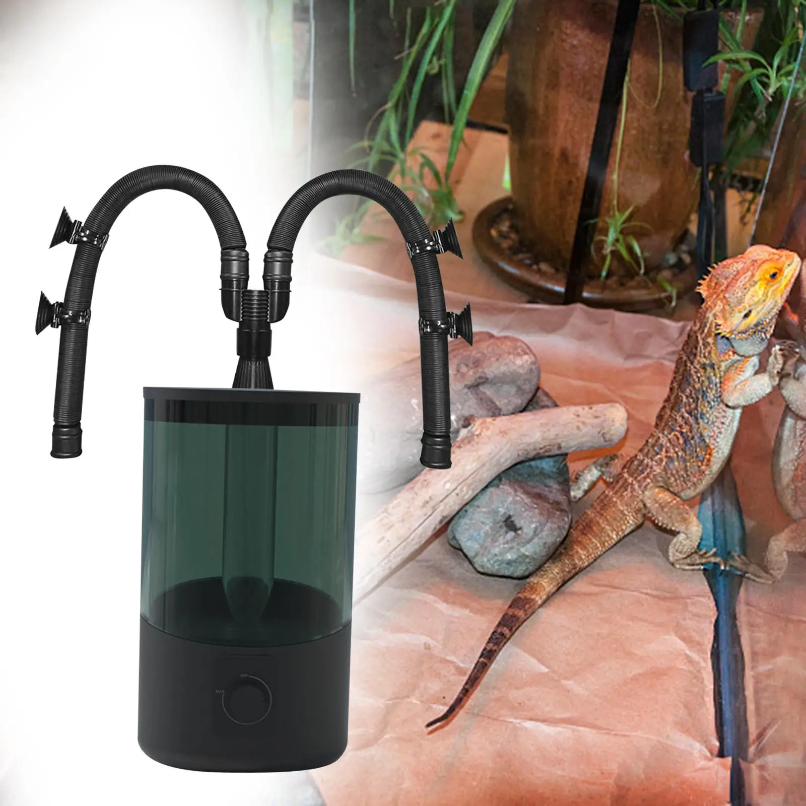 Reptile Humidifier Fogger Adjustable with Extension Hose Vivarium Mute Mister Sprayer for Amphibians Chameleon Accessories