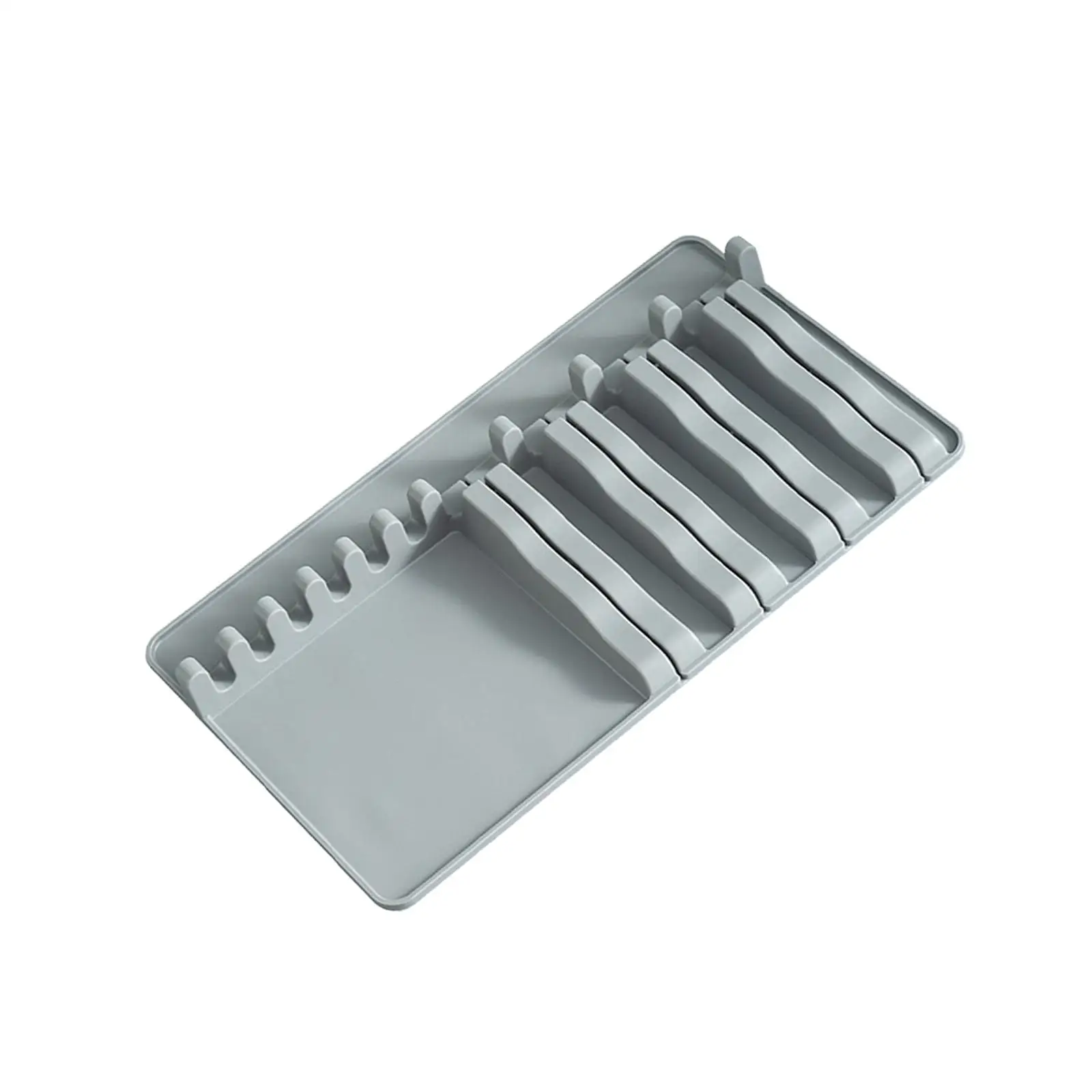 Silicone Knives Spoon Rest Organizer Rack Flexible Material Accessories Gray Color Good Ventilation with Hanging Hole Design