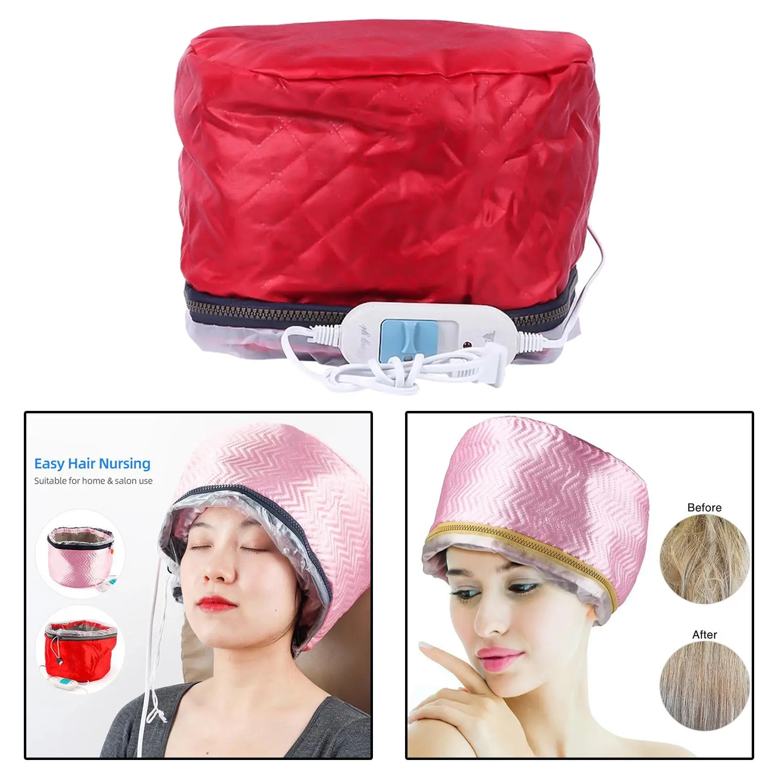 Hair Heating Caps Steamer 3-Modes Safe Household Red Hair Steamer for Deep Conditioning Home Salon Nourishing Hot Head Care SPA