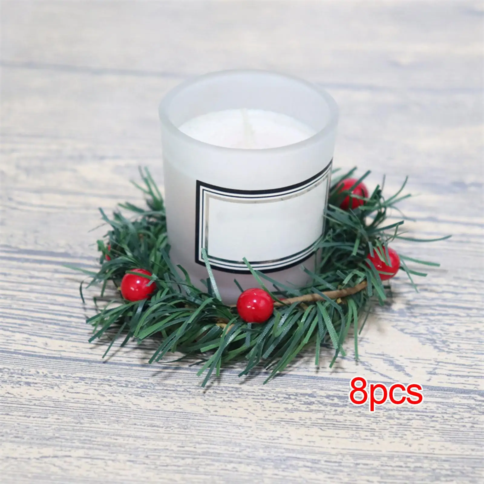 8 Pieces Pillar Candle Ring Artificial Wreath Decorative Artificial Garland for Party Thanksgiving Living Room Table Decorations