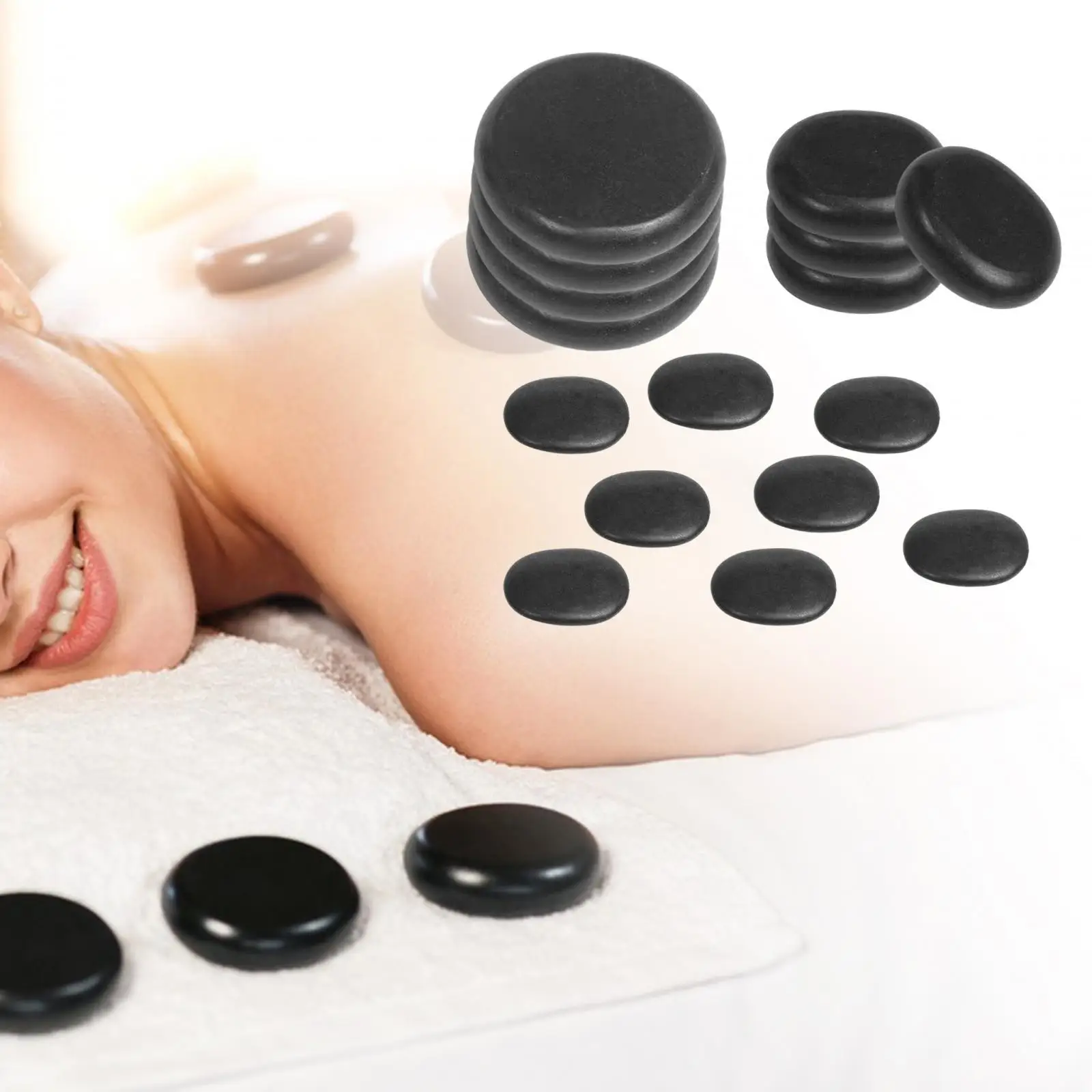 16x Hot Stone Massage Set SPA Stones Beauty Tools Portable Versatile Easy to Clean Multi Sizes Relaxing Heated Warmer Rocks