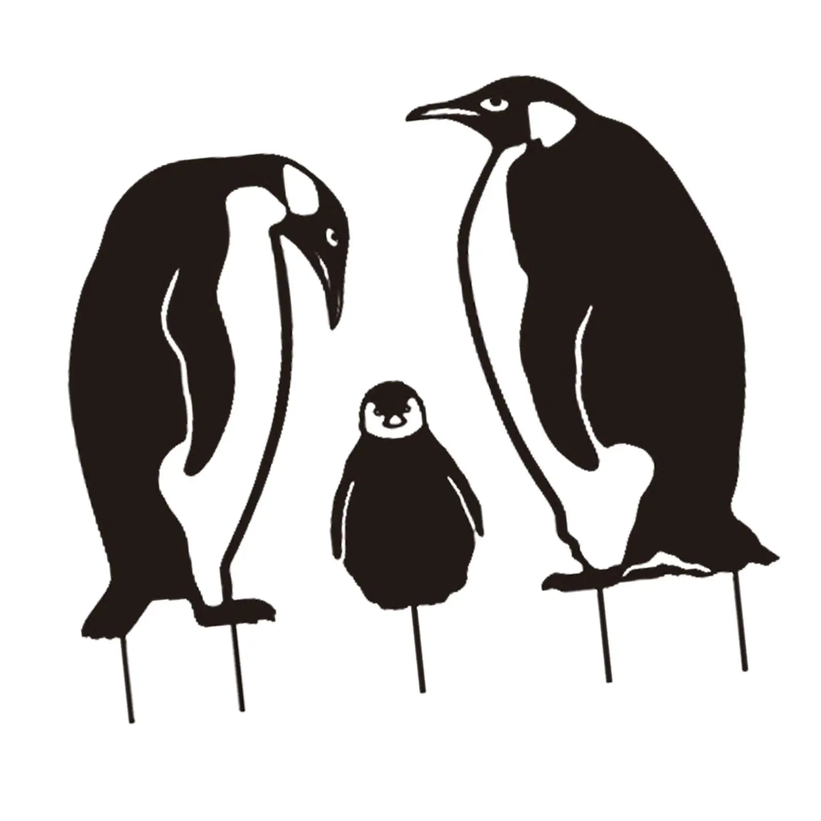 3 Pieces Penguin Crafts Yard Sign Figures Iron Garden Stakes Artificial Animal