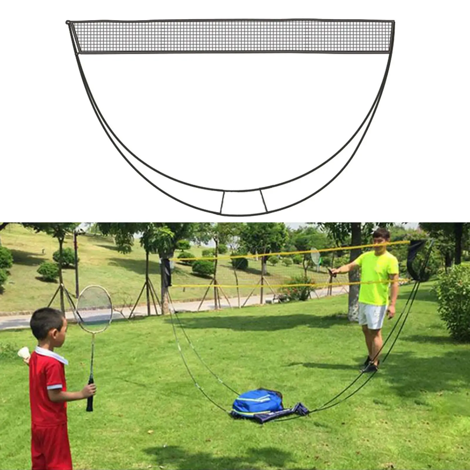 Portable Badminton Net Sets Easy Set Up with Foldable Stand for Street Beach