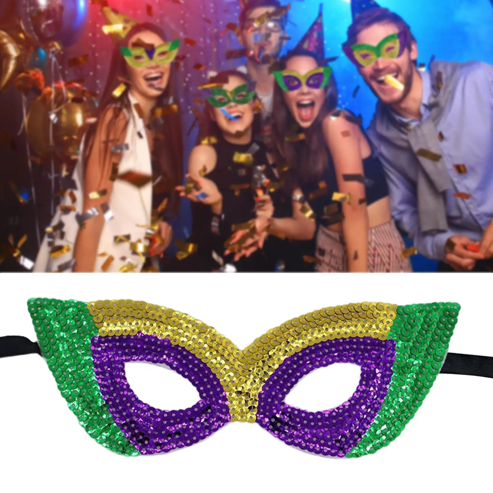 Glitter Masquerade Mask Half Face Eyemask for Club Prom Holiday Stage Performance