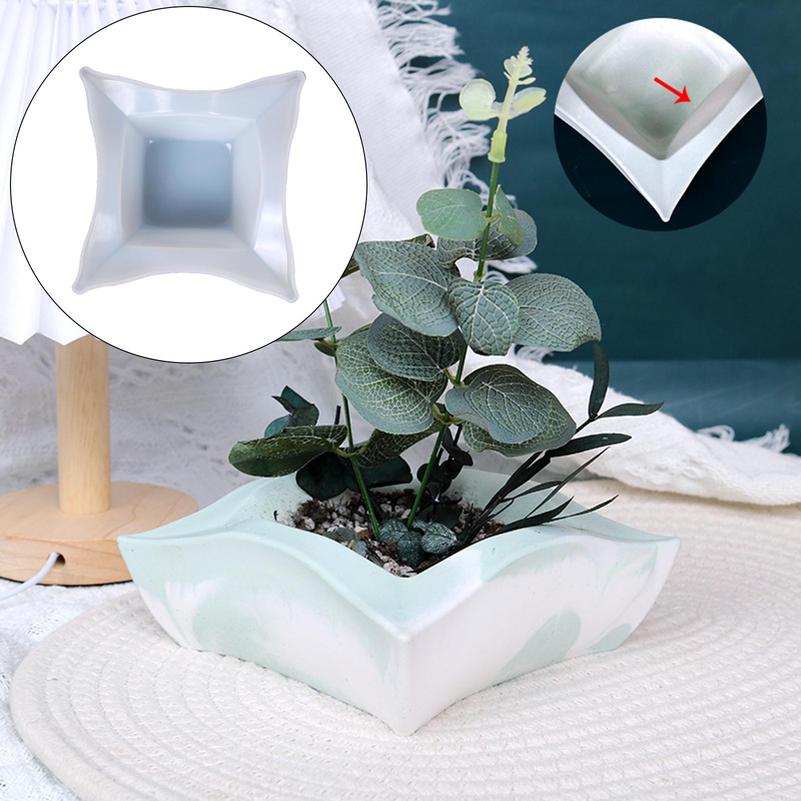 Square Flower Pot DIY Silicone Mold Garden Planter Clay Concrete Vase Mould