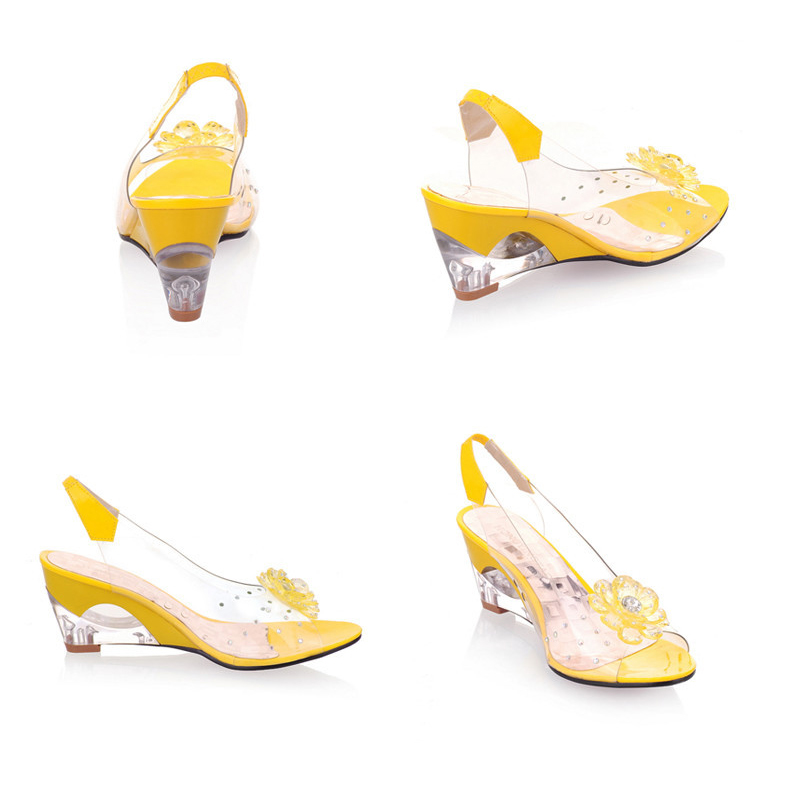 Studded Flower Design Transparent Sandals Peep Toe Heels Sandal Wedding Party Shoes Women Fishmouth Open Toe Heels 2026 New