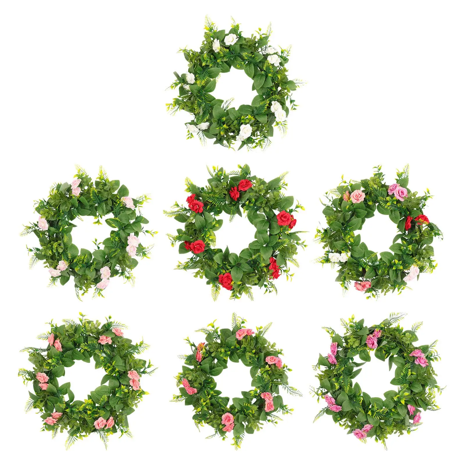 17.7in Front Door Wreath Bouquet Artificial Flowers Garland Greenery Leaves for Backdrop Wall Holiday Festival Decoration