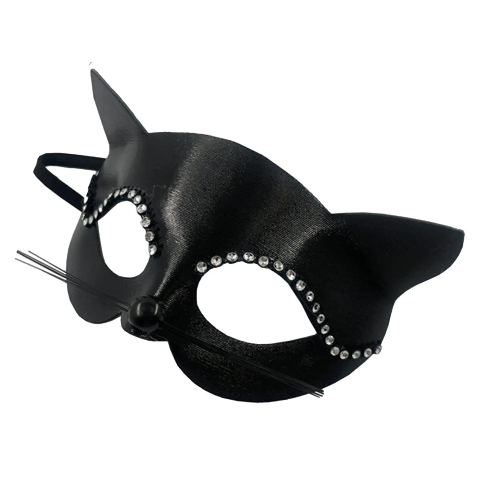 Black Cat Mask with Whiskers Masquerade Mask for Halloween Costume Show