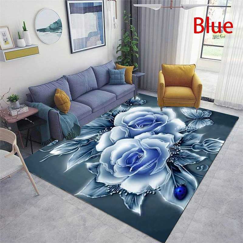 Purple Rose Pattern Floor Mats Kitchen Hallway Runner Rug Bedroom ...