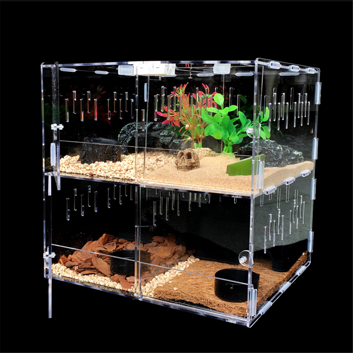 Title 8, Reptile Feeder Tank Acrylic Terrarium Insect Sp...