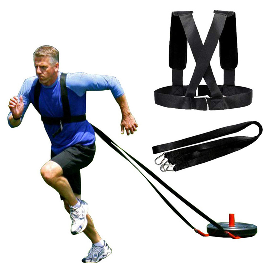 Sled Harness, Tire Pulling With Pull Resistance Training, Adjustable Padded Shoulder Strap Harness Trainer_voghion.com