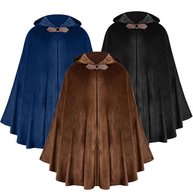 Costume Renaissance Homme - Tunique Sans Manches à Capuche, Cape Viking Style Médiéval