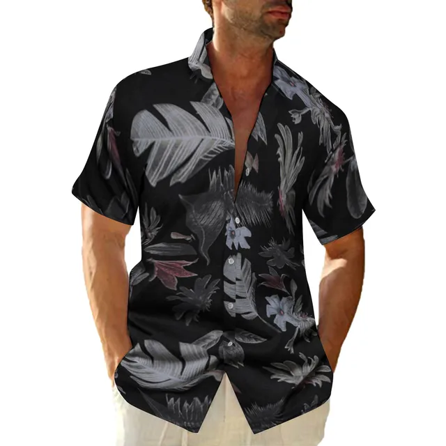 Havana Breeze Mens Hawaiian Shirts 100% Silk Short Sleeve Printed Beach  Shirt Relaxed Fit Summer Tropical Shirts at  Men’s Clothing store