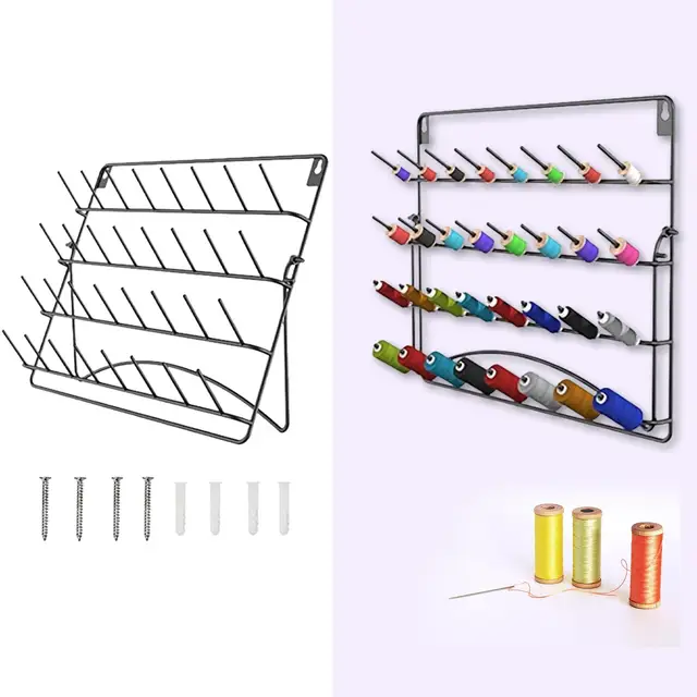Metal Sewing Thread Rack 32 Spool Large Spools Holder Storage Shelf Thread  Holder Wall Mount for Embroidery Crocheting Knitting - AliExpress