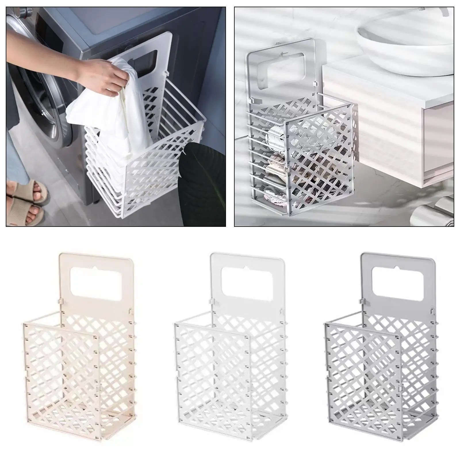 Collapsible Laundry Hamper Laundry Room Clothing Organizer Sundries Storage Bins Holder Laundry Basket for Bedroom Household