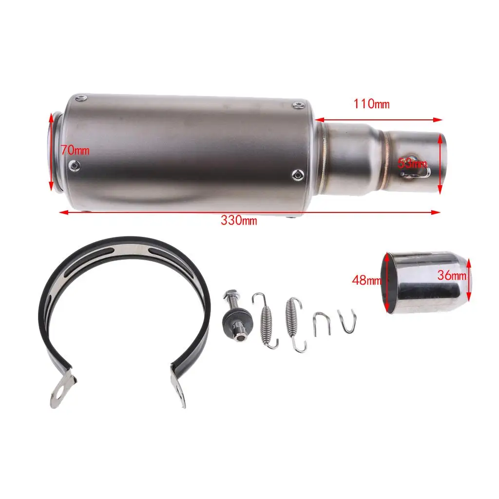 Universal Motorcycle Modified Exhaust   6-51mm Silver