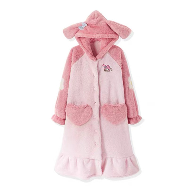 Cinnamoroll Cotton Robe Women Coral Velvet Winter Thickened Cute Home  Clothes