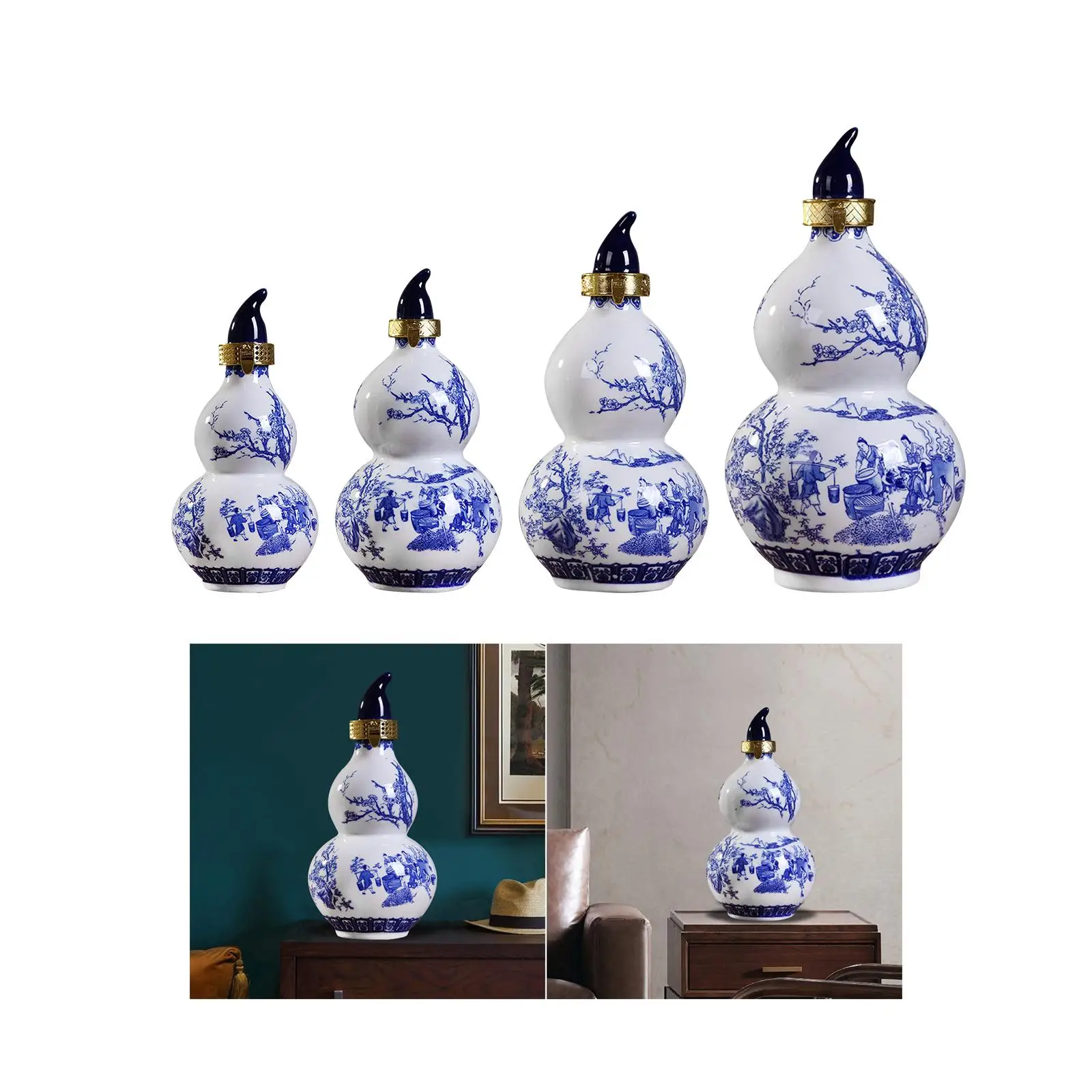 Traditional Gourd Wine Bottle Chinese Feng Shui Gourd Ornament Drinking Gourd for Home Bar Indoor Outdoor Decoration