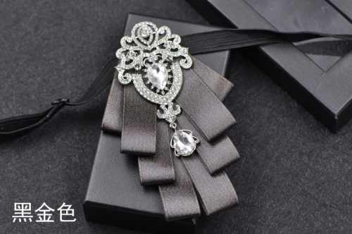Luxus schwarz Strass Fliege britische High-End-Männer Jungen Business Hochzeit Anzug Hemd Kragen Blumen setzt handgemachte Schmuck Geschenk – Detail 13